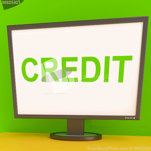 Image of Credit Screen Shows Finance Debt Or Loan For Purchasing