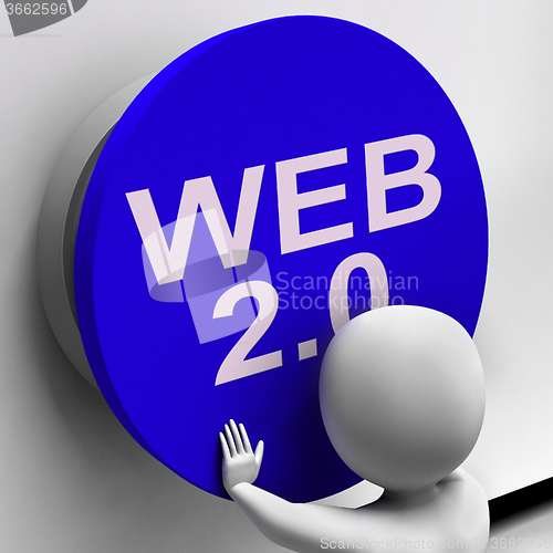 Image of Web 2.0 Button Shows User-Generated Website Platform