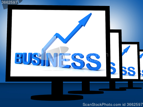 Image of Business On Monitors Showing Corporate Progress