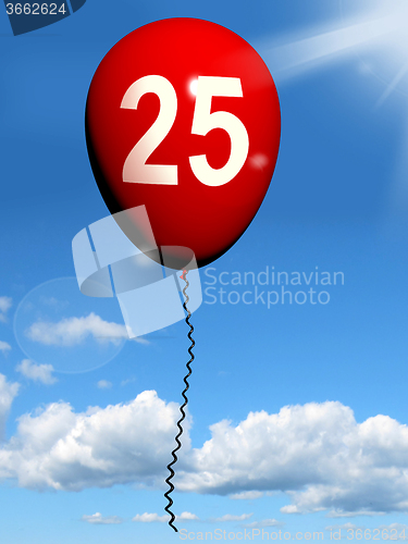 Image of 25 Balloon Shows Twenty-fifth Happy Birthday Celebration