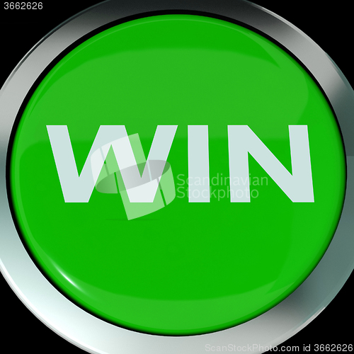 Image of Win Button Shows Success Winner Victory And Champion