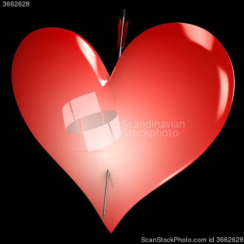 Image of Red Heart Shows Valentines Day Lovers Love