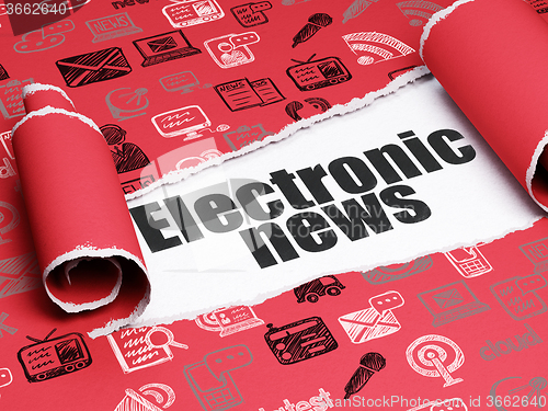 Image of News concept: black text Electronic News under the piece of  torn paper