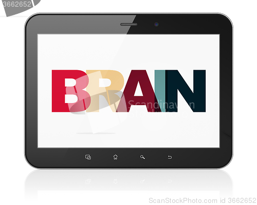 Image of Healthcare concept: Tablet Computer with Brain on  display