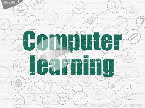 Image of Learning concept: Computer Learning on wall background