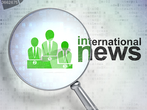 Image of News concept: Business Team and International News with optical glass
