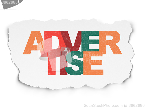 Image of Advertising concept: Advertise on Torn Paper background