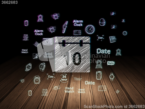 Image of Time concept: Calendar in grunge dark room