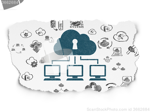 Image of Cloud networking concept: Cloud Network on Torn Paper background