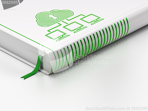 Image of Cloud networking concept: closed book, Cloud Network on white background