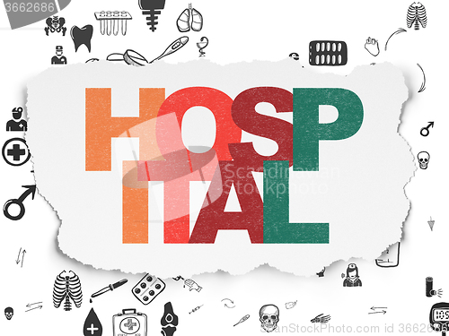 Image of Health concept: Hospital on Torn Paper background