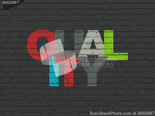 Image of Marketing concept: Quality on wall background