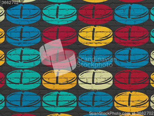 Image of Health concept: Pill icons on wall background