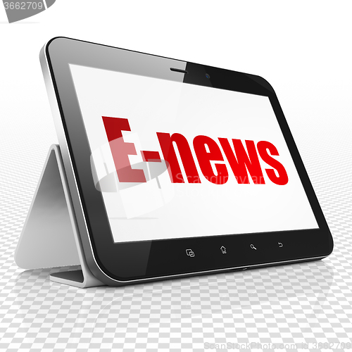 Image of News concept: Tablet Computer with E-news on display