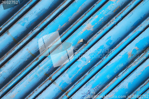 Image of blue abstract metal in englan london railing steel and backgroun