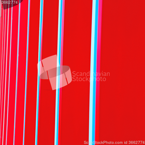 Image of blue red abstract metal in englan london railing steel and backg