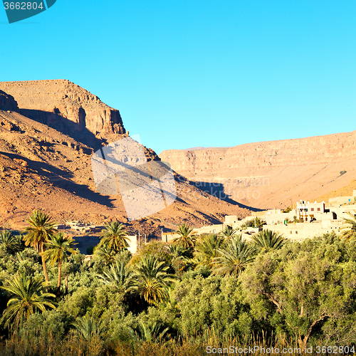 Image of construction  in    valley  morocco    africa the atlas dry moun