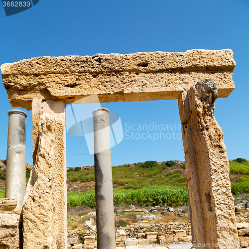 Image of perge old construction in asia turkey the column  and the roman 