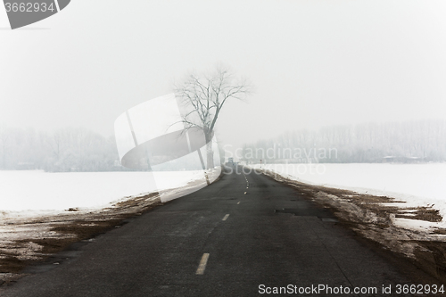 Image of winter road  with snow