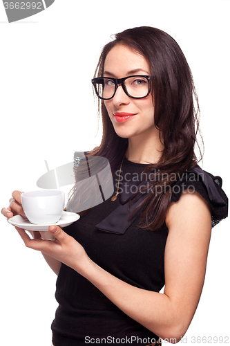 Image of Woman secretary with coffee mug