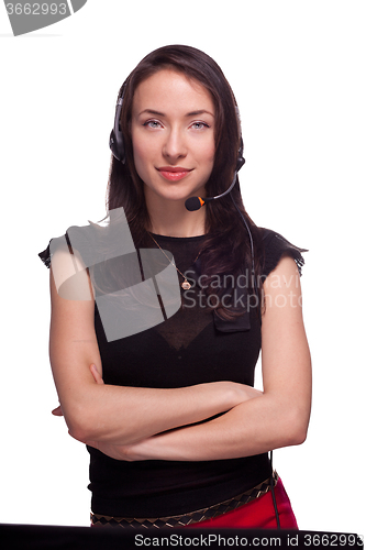 Image of Call center support woman with headset