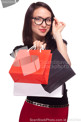 Image of Shopping sale woman isolated on white