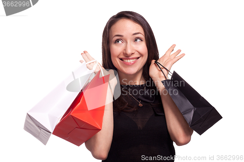 Image of Shopping sale woman isolated on white