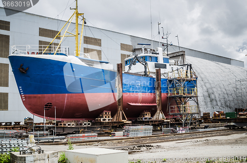 Image of Ship on the stocks in the shipyard