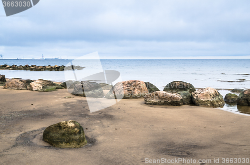 Image of Rocky beach on the Gulf of Finland. Sillamae