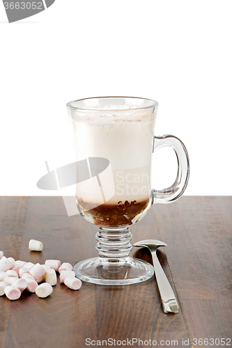 Image of A glass of hot chocolate with marshmallows