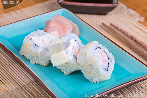 Image of California maki sushi with crab meat