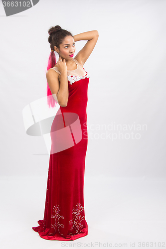 Image of Girl dancer performs a dance elements