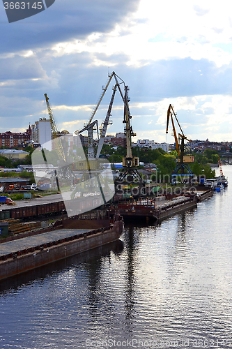 Image of River port on the Tura River in Tyumen, Russia