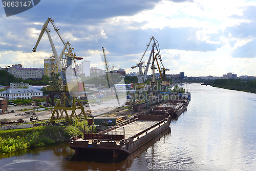 Image of River port on the Tura River in Tyumen, Russia