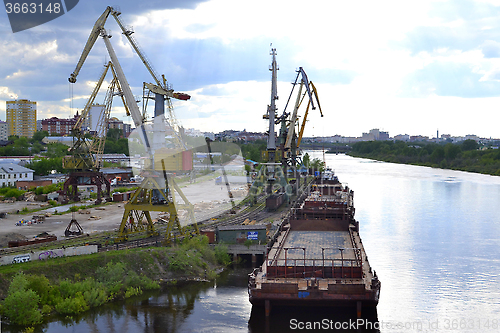 Image of River port on the Tura River in Tyumen, Russia