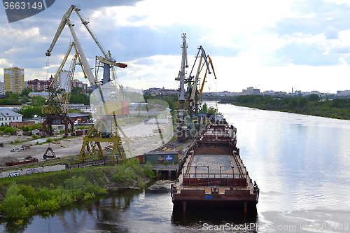 Image of River port on the Tura River in Tyumen, Russia