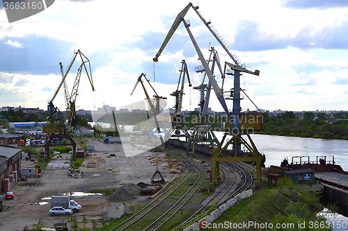 Image of River port on the Tura River in Tyumen, Russia