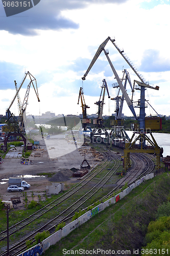 Image of River port on the Tura River in Tyumen, Russia