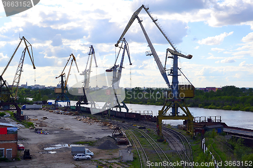 Image of River port on the Tura River in Tyumen, Russia