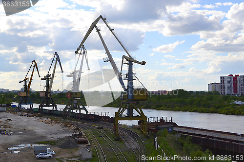 Image of River port on the Tura River in Tyumen, Russia