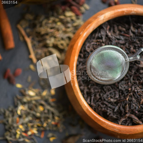 Image of berries  tea composition