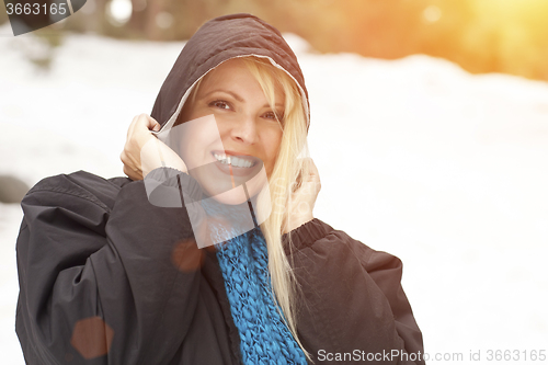 Image of Attractive Woman Having Fun in the Snow