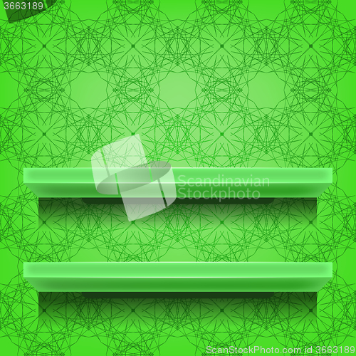 Image of Green Shelves  on Ornamental  Background