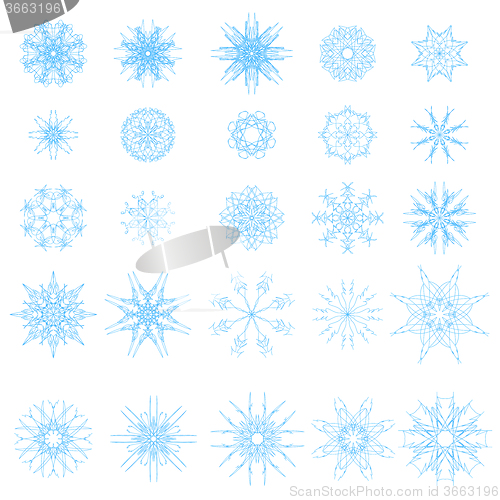 Image of Set of Different Blue Snowflakes