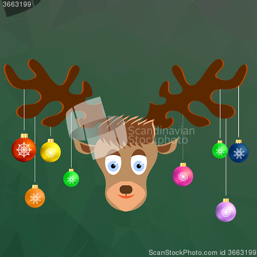 Image of Cute Cartoon Deer with Colorful Glass Balls