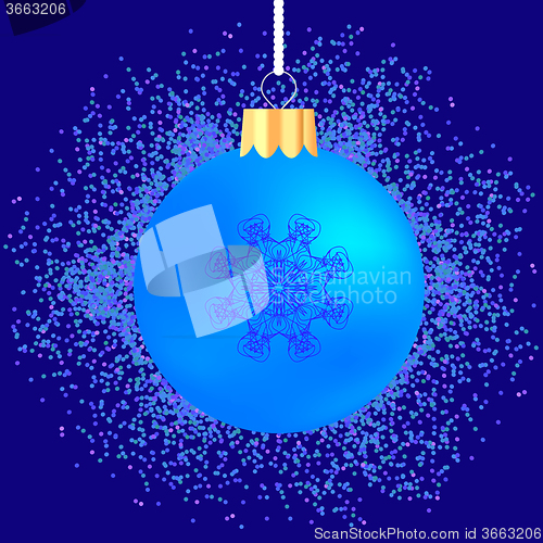 Image of Glass Ball on Blue Confetti Background