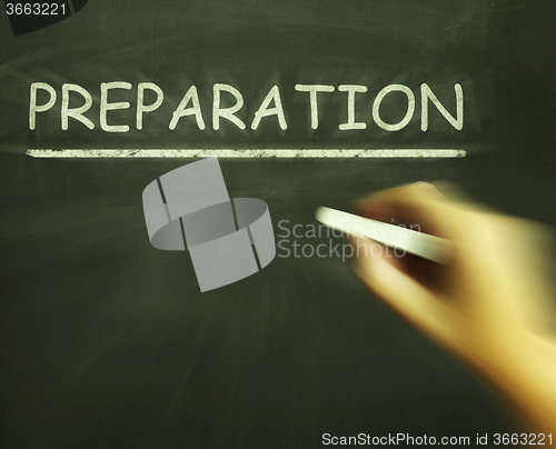 Image of Preparation Chalk Shows Groundwork Plan And Readiness