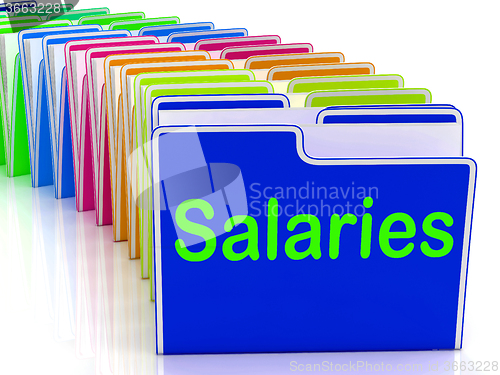 Image of Salaries Folders Show Paying Employees And Remuneration