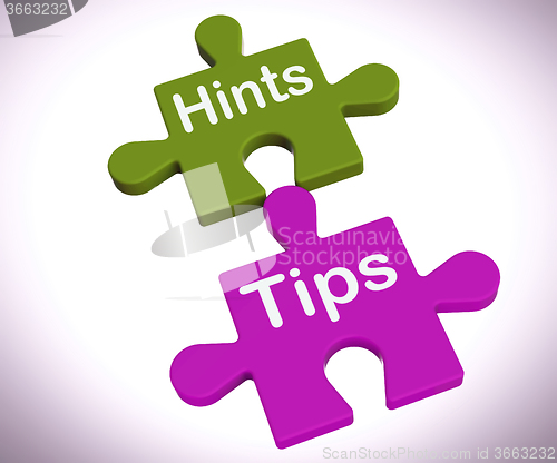 Image of Hints Tips Puzzle Shows Suggestions And Assistance