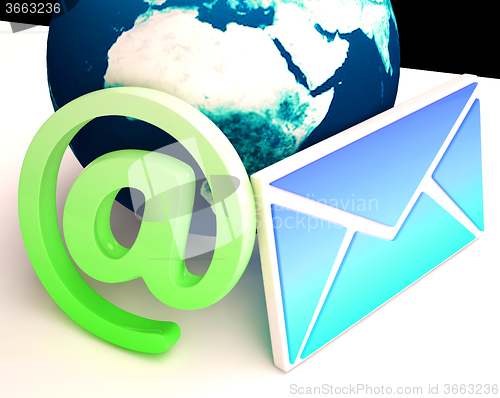 Image of World Email Shows Communication Worldwide Through WWW